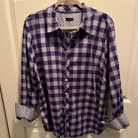 🟡TALBOTS PRE-LOVED AUTHENTIC GINGHAM BUFFALO CHECK & POLKA DOT CUFF DESIGN SHIRT - Picture 9 of 9